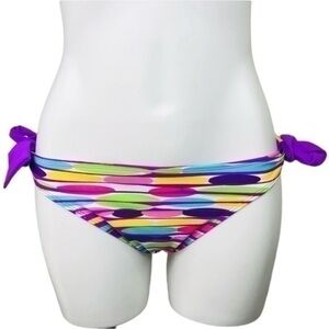 Pool Party Bikini Bottoms Swim Size Medium rainbow tie side
